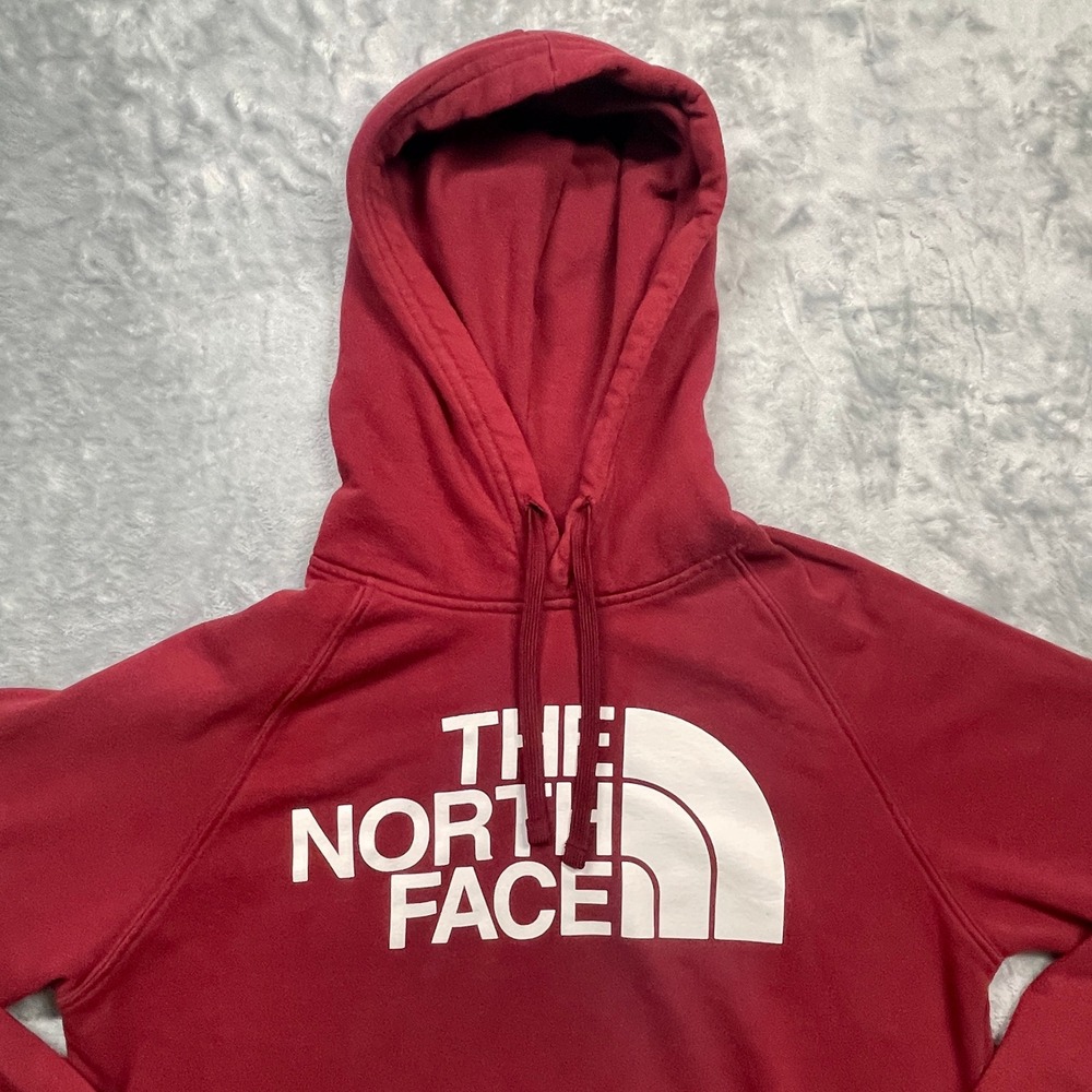 The North Face Hoodie Women Small Burgundy Half Dome Logo Pullover Sweatshirt - Picture 4 of 10